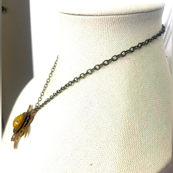 Vintage Goddess of the First Harvest Triple Moon Necklace with Golden Glass Opal - Picture 3 of 8